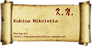 Kubina Nikoletta névjegykártya